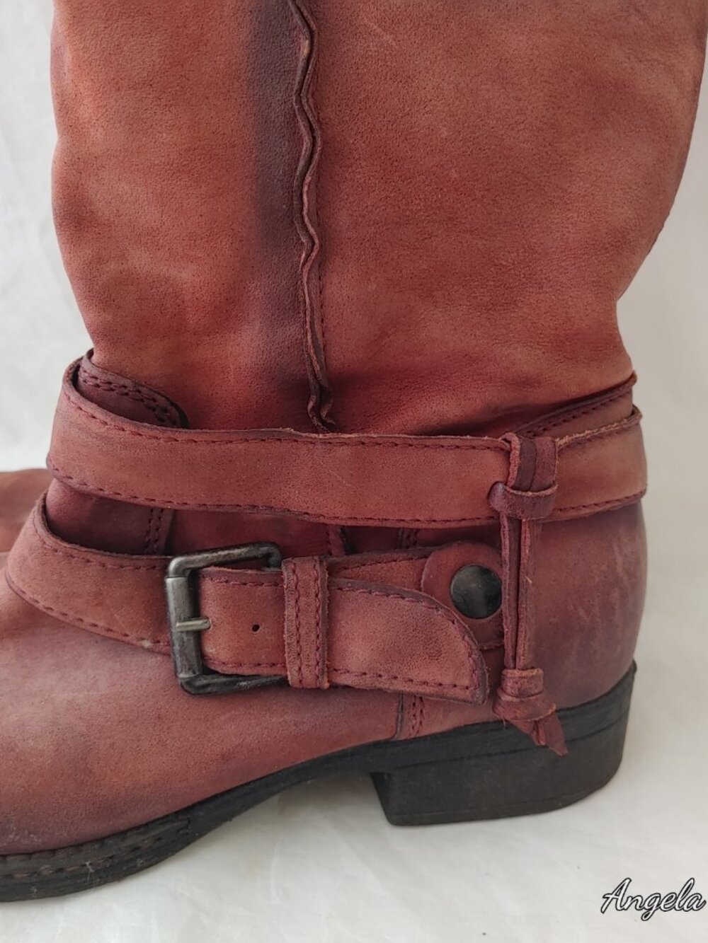 RARE NWOT Rust Red Genuine Leather Tall Patchwork Boots EU 40 - Picture 9 of 10